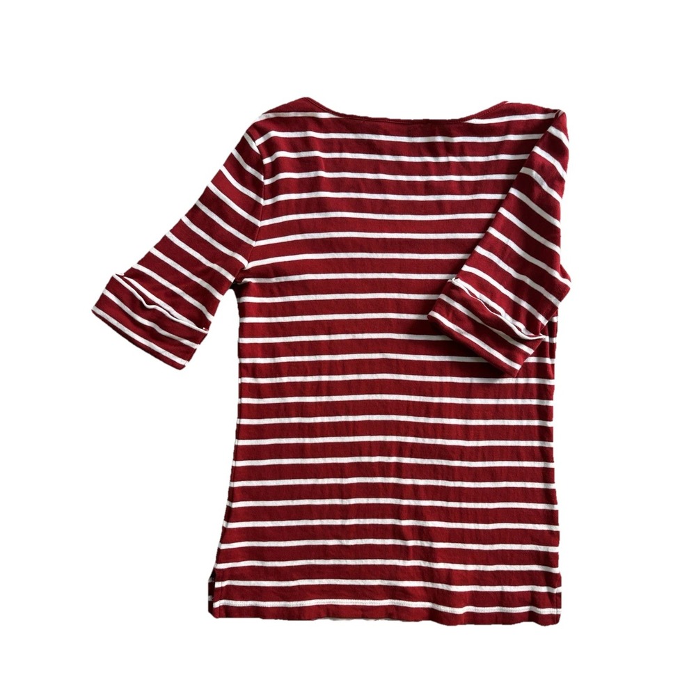 Lauren Ralph Lauren Womens Shirt Sz M Stripe Red White Naut Cuffed Half Sleeve - Picture 3 of 11
